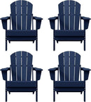 Westin Outdoors Laguna WO Home Furniture Adirondack Chair 4 PC Set Classic Outdoor Patio Folding Chair for Bon Fire Pit Lawn Backyard Beach Plastic Weather-Resistant (Navy Blue) by GreenHaven Gardens