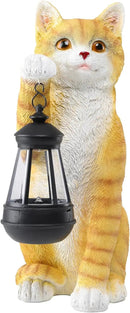 Cat Statues for Garden - Solar Powered Outdoor Cat Garden Statue, Crafted Garden Sculptures & Statues for Patio, Yard, Lawn, Gardening Gifts for Women and Mom(11" Cat) by GreenHaven Gardens