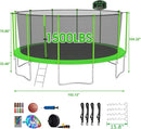 SKYUP Tranpoline 1500LBS 16 15 14 12 10 8 FT Tranpoline for 7-10 Kids and Adults, Windproof Outdoor Tranpoline with Enclosure Net, Basketball Hoop, Easy to Install & Last Long - ASTM Approved by TinyTreasures Baby Boutique