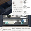 Solid Wood Console Table Sofa Table with Storage Drawers and Bottom Shelf Entryway Table for Entry Hallway Foyer Sofa Couch Table Fully Assembled (48.8" Blue) by CozyNest Decor