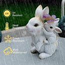 Garden Outdoor Statues Rabbit with Solar Lights,Mother&Baby Bunny Figurine with Solar Butterfly Changing Lights for Yard Art Garden&Patio Decor,Unique Thanksgiving&Birthday Gifts for Women Mom Grandma by GreenHaven Gardens