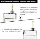 Olive Oil Dispenser for Kitchen, 16.9 oz/ 500 ml Olive Oil Dispenser Bottle, Glass Oil Bottles for Kitchen with 8 Stainless Steel Pourers, 40 Labels, 4 Pcs, Gold by CozyNest Decor