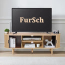 54" Tambour Door TV Stand,Wood Mid Century Modern TV Cabinet for Up to 65“ TV,Curved Edge Long TV Stand with Storage for Bedroom Living Room(Natural, 54inch) by CozyNest Decor