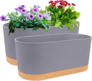 QCQHDU 16" L x 7.6" W x 7" H Window Planter Box, 2 Pack Self Watering Pots for Indoor Plants with Drainage Holes & Saucer, Outdoor Flower Pots Home Garden Modern Decor by GreenHaven Gardens