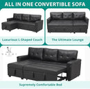 Naomi Home Modern Sectional Sofa with Storage Chaise Black/Air Leather by CozyNest Decor