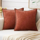 MIULEE Pack of 2 Fall Couch Throw Pillow Covers 16x16 Inch Burnt Orange Farmhouse Decorative Pillow Covers with Stitched Edge Soft Chenille Solid Dyed Pillow Covers for Sofa Bed Living Room by CozyNest Decor
