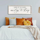 comurdyo Give It To God And Go to Sleep Sign 32''×12'' Master Bedroom Above Bed Wall Decor Wood Framed Couple Large Farmhouse Guest Room Rustic Simple Over Bedside Wall Art Hanging Decor (White) by CozyNest Decor