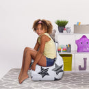 Posh Creations Bean Bag Chair Structured Seat for Toddlers and Kids, Comfy Chair for Gaming, Reading, and Watching TV for Children, Pasadena Chair, Canvas - Sketchy Stars by TinyTreasures Baby Boutique
