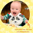 Silly Goose Silicone Animal Baby Bibs for Babies and Toddlers, Waterproof, Adjustable, Soft, Extra Wide Food Catcher Pocket (Baby Panda) by TinyTreasures Baby Boutique