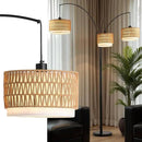 Rattan Floor Lamp for Living Room, 80 Inch Tall Boho Floor Lamp with Rotary Switch, 3 Lights Arc Lamp with Wicker Shade for Coastal,Bohemian,Tree Farmhouse Standing Lamp by CozyNest Decor