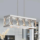 XINGQI Linear Chandelier Brushed Nickel Kitchen Island Light Fixtures 31.5" Rectangle Dining Room Chandeliers, Farmhouse Hanging Large 4-Light Rustic Metal Living Room Office Pendant Lighting by CozyNest Decor
