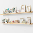 Picture Ledge Shelf, Floating Shelves Set of 2, Solid Pine Wood 72'' Long Large Nursery Book Shelves for Toys Storage, Kids Bookshelf for Living Room Bedroom Decor Books Photo Frames, Natural by TinyTreasures Baby Boutique