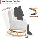 Rocking Chair Nursery, Sherpa Nursing Rocking Chairs, Upholstered Nursery Glider Rocker Wingback Morden Rocking Chair with Lumbar Pillow for Mom Nursery, Living Room, Bedroom, Teddy White by TinyTreasures Baby Boutique