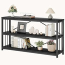 LVB Black Console Table, Modern Entryway Table for Hallway Living Room, Industrial Sofa Table Behind Couch, Farmhouse Wooden Metal Entry Table for Foyer with 3-Tier Storage Shelves, Black Oak, 55 Inch by CozyNest Decor