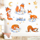Yovkky Sweet Dream Sleeping Fox Wall Decals Stickers, Cloud Moon Stars Neutral Toddler Baby Nursery Decor, Cute Home Decorations Kids Bedroom Playroom Art by TinyTreasures Baby Boutique
