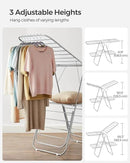 SONGMICS Clothes Drying Rack, Foldable 2-Level Laundry Drying Rack, Free-Standing Laundry Airer, with Height-Adjustable Wings, 33 Drying Rails, Sock Clips, Silver and White ULLR053W01V1 by CozyNest Decor
