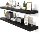 Heimlove 55 Inch Floating Shelves for Wall,10 Deep Large Black Wall Shelf with Heavy Duty Brackets,Mounted Storage & Display Shelves for Bedroom,Living Room,Kitchen,Office,Set of 2 by CozyNest Decor