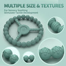 3 Pack Baby Teething Toys 3-6 Months, Silicone Ring Teethers for Babies 6-12 Months, Freezer Safe Chew Toy with Textured Grip for Boys Girls Teething Relief, Infant Easter Gift (Mint Green Blue) by TinyTreasures Baby Boutique