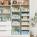6 Pack Stackable Closet Storage Basket - Stackable Storage Bins, Multifunctional & Foldable Closet Organizer, Wardrobe Cupboard Space-Saving Hat Storage Drawer Organizer, Green by CozyNest Decor