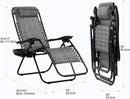 Nazhura Set of 2 Relaxing Recliners Patio Chairs Adjustable Steel Mesh Zero Gravity Lounge Chair Beach Chairs with Pillow and Cup Holder(Grey) by CozyNest Decor