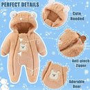 Fairy Baby Newborn Baby Winter Snowsuit Bear Thick Romper Footie Double Zip Hooded Jumpsuit Fleece Coat Infant Boy Girl 0-12M by TinyTreasures Baby Boutique
