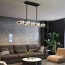 Dining Room Light Fixture,Modern Crystal Chandeleirs Semi Flush Mount Ceiling Light Fixture,Black Metal Crystal Pendant Light for Kitchen Island Farmhouse Dining Room,Living Room (10-Lights) by CozyNest Decor