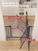 Baby Gate for Stairs, 29.5-40.5" Dog Gate for Doorways, Walk Thru Auto Close Metal Child Gate for The House, Stairs and Doorways, Pressure Mounted Pet Gate for Dog Indoor (Black) by TinyTreasures Baby Boutique