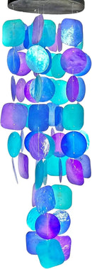 Bellaa 20414 Wind Chimes Outdoor, Garden Decorations, Musical, Indoor/Outside Windchimes, Beach, Ocean Breeze, Gifts for Mom, Gift for All Occasions, Capiz Sea Glass Shells Wood Purple 27 inch by CozyNest Decor