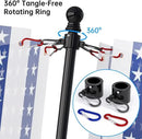 ZMTECH 2 Pack 5FT Flag Pole Kit with Solar Light and Proud American Flag, Adjustable Bracket and Upgraded Tangle-Free Ring 1" Stainless Steel Flagpole for Day and Night, Residential, Commercial, Black by GreenHaven Gardens