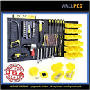 WallPeg 2 Black Pegboard Panels (24"x16" Each) with 6 Medium 5" Bins, 6 Large 7" Bins & 36 Flex-Lock Peg Hooks – Heavy-Duty Wall Storage Organizer – Made in USA by GreenHaven Gardens