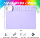AWOKE Silicone Painting Mat - 20"X16" Silicone Art Mat with 1 Water Cup for Kids - Craft Mat has12 Color Dividers - 2 Paint Dividers (Purple) by TinyTreasures Baby Boutique