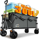 300L Extra Large Collapsible Foldable Wagon, 440lbs Load Capacity 48''L Extended Heavy Duty Folding Beach Wagon with Big All-Terrain Wheels, Utility Garden Cart for Outdoor Activities, Gray by GreenHaven Gardens