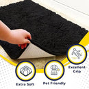 Muddy Mat® 4-Piece Black Medium 30"X19" AS-SEEN-ON-TV Highly Absorbent Microfiber Door Mat, Bath Mat and Pet Rug, Non Slip Thick Washable, Soft Chenille for Kitchen Bathroom Bedroom Indoor and Outdoor by CozyNest Decor