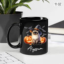 Customized Himalayan Wearing Witch Hat Mug with Name, Personalized Halloween Himalayan Ceramic Mug 11oz 15oz, Cat Pumpkins Black Coffee Cup, Halloween Cup Gift for Pet Lover Family Friend by TinyTreasures Baby Boutique