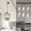 4 Light Chandelier Lighting, Industrial Ceiling Light Black Lantern with Brushed Gold, Geometric Metal Hanging Light Fixture with Adjustable Chain, E12 Base for Entryway Kitchen Island, Indoor Use by CozyNest Decor