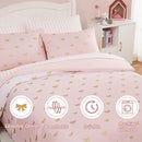 Twin Comforter Set with Sheets for Girls-5 Pieces Twin Bedding Sets with Pink Comforter, Sheets, Pillowcase & Sham for Kids (Pink Gold Bow, 66" X 86") by TinyTreasures Baby Boutique
