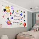 Outer Space Astronaut Wall Stickers - Be Kind Be Brave Inspirational Quotes Planets Rocket Boys Wall Decals - Baby Nursery Kids Room Daycare Wall Decor by TinyTreasures Baby Boutique