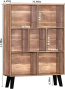 LEYAOYAO 7 Cube Bookshelf 3 Tier Modern Bookcase with Legs,Wood Book Shelves Storage Organizer Shelf,Free Standing Bookcases,Oak Display Bookshelves by CozyNest Decor