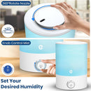 Esemoil Humidifiers for Bedroom, 2.5L Cool Mist Ultrasonic Air Humidifier with Top Fill & Quiet, 360° Nozzle, BPA Free, 25 Hour Diffuser with 8 Color Light & Auto Shut-off for Home Baby Nursery Plants by TinyTreasures Baby Boutique