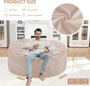 5FT Bean Bag Chair, Large Bean Bag Chairs with Memory Foam Filled, Fluffy Beanbag Sofa with Dutch Velvet Cover, Round BeanBag Chairs for Living Room, Playroom - Beige by TinyTreasures Baby Boutique