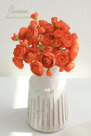 Floroom Ranunculus Artificial Flowers 18 Pcs Burnt Orange Faux Silk Mini Ranunculus Bulk Fake Wedding Filler Flowers for DIY Bouquets, Centerpieces, Bridal Shower Decorations & Arrangements by CozyNest Decor