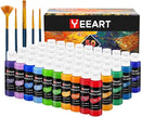 50 Color Acrylic Paint Set, 2oz Bottles, Rich Pigmented Canvas Paint with 10 Brushes &Palette, Professional Art Supplies Kit for Adults & Kids, Non-Toxic, Suitable for Canvas, Rocks, Wood by TinyTreasures Baby Boutique