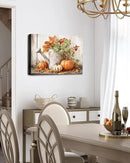 Autumn Pumpkin and Watering Can Canvas Wall Art, Rustic Fall Leaves Print Farmhouse Picture for Thanksgiving Decorations, Fall Wall Art Decor Ready to Hang by CozyNest Decor