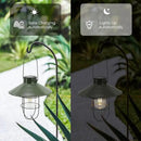 pearlstar Solar Lantern Outdoor Hanging Light Metal Farmhouse Solar Lamp with Warm White Edison Bulb Design for Garden Yard Patio Proch Decor(Green) by GreenHaven Gardens