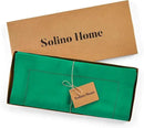 Solino Home Linen Hemstitch Table Runner 120 Inches Long - 100% Pure Linen Emerald Green Table Runner 14 x 120 Inch - Classic Hemstitch by CozyNest Decor