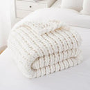 Battilo Chunky Knit Throw Blanket, Soft and Thick Chenille Throw Blanket, 50"x60" Handmade Cable Knit Crochet Blanket, Large Rope Knot Throw Blankets for Couch Sofa Bed Home Decor, Cream by CozyNest Decor