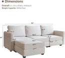 mestyl Modular Sectional Sofa Convertible L Shaped Sofa Couch Set with Storage for Living Room, Modern 3 Seater Modular Sectional Couch with Movable Ottoman (Beige) by CozyNest Decor
