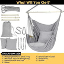 Y- STOP Hammock Chair Hanging Rope Swing Chair, Max 500 Lbs, 2 Seat Cushions Included, Removable Steel Spreader Bar with Anti-Slip Rings, Hardware kit-for Indoor or Outdoor(Light Grey) by GreenHaven Gardens