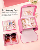 Homde Girls Jewelry Box Jewelry Storage Case Organizer with Mirror for Rings, Earrings, Bracelets, Necklaces (Pink + Gold) by TinyTreasures Baby Boutique