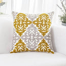 HWY 50 Mustard Yellow Decorative Throw Pillow Covers 18x18 Inch (1 Piece), Embroidered Cotton Farmhouse Cushion Cover Pillow Case for Sofa Couch Living Room Bed Bedroon, Floral Geometric by CozyNest Decor